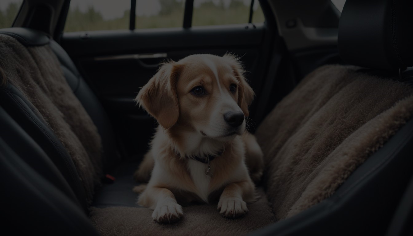 Doggy in a car laying down