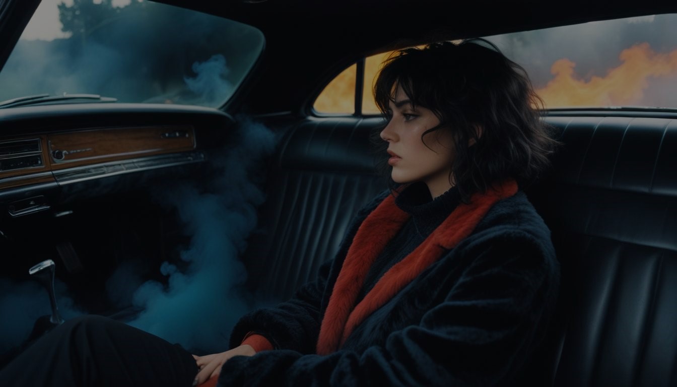 Girl in a Smokey Car